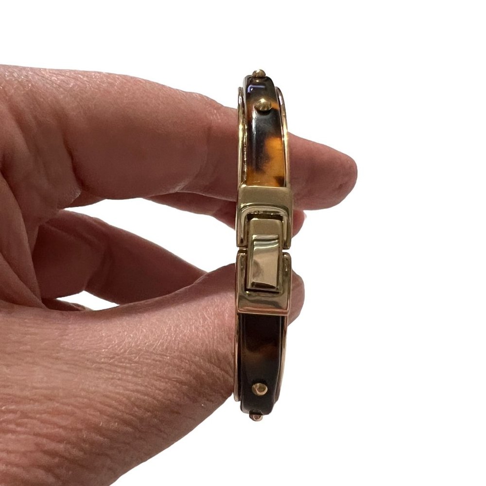 NWT Ralph Lauren Tortoise Gold Studded Bangle Clamper Bracelet Huggie Earrings - Picture 8 of 14